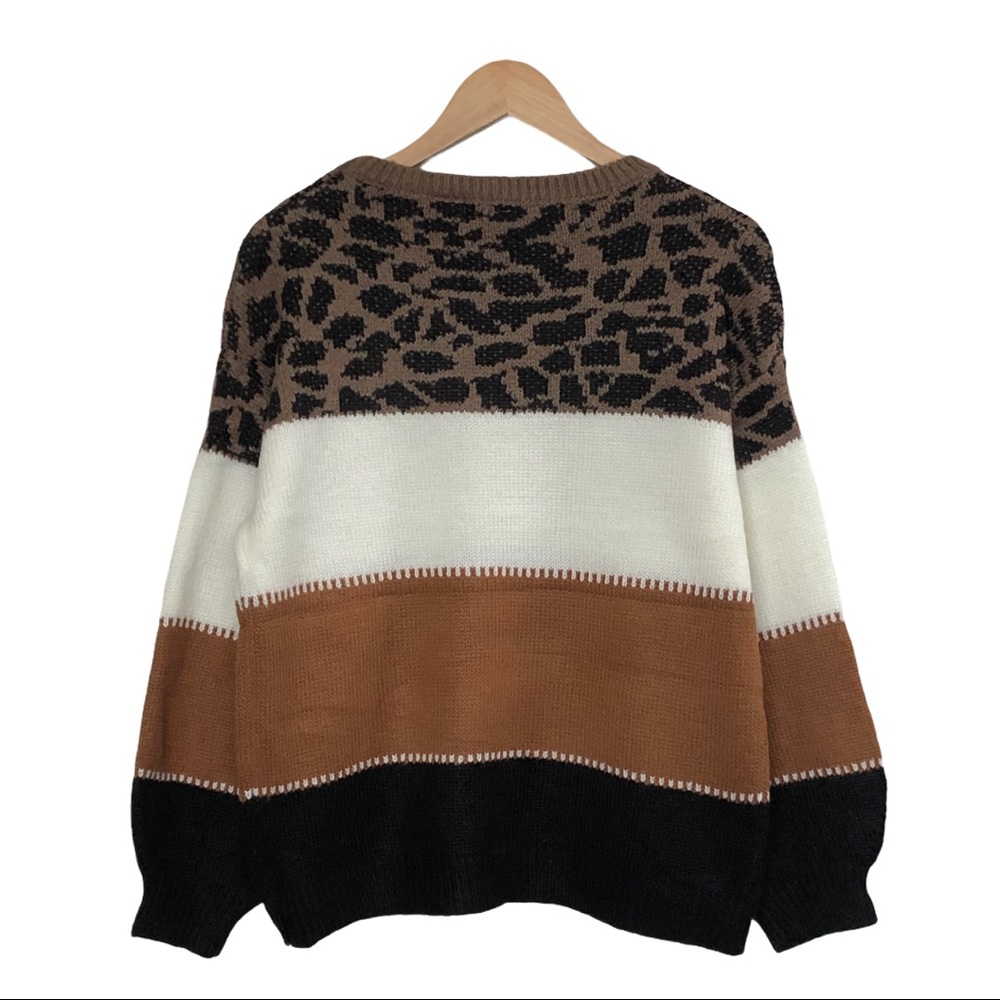 Leopard Print Color Block Sweater - Picture 4 of 5